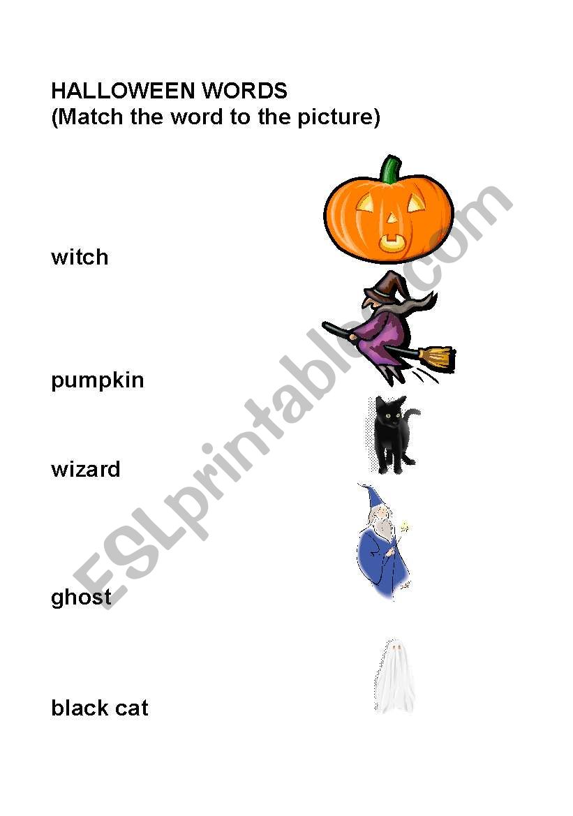 Halloween - match the words and pictures