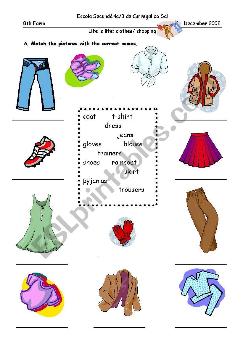 Clothes worksheet