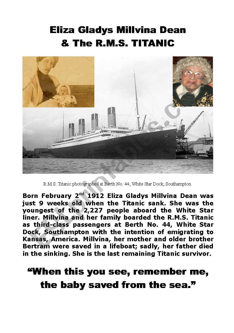 Millvina Dean & The R.M.S. Titanic