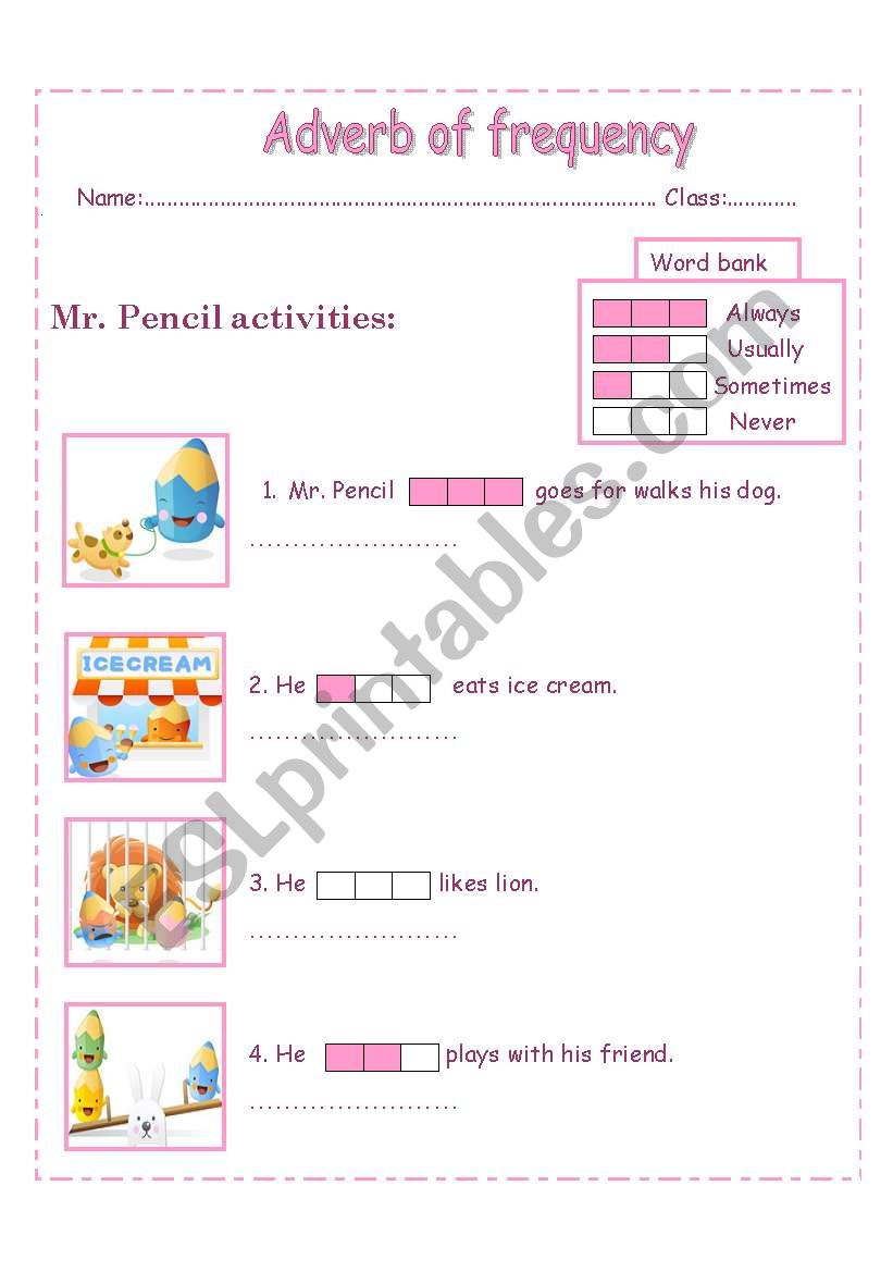 adverd of frequency worksheet