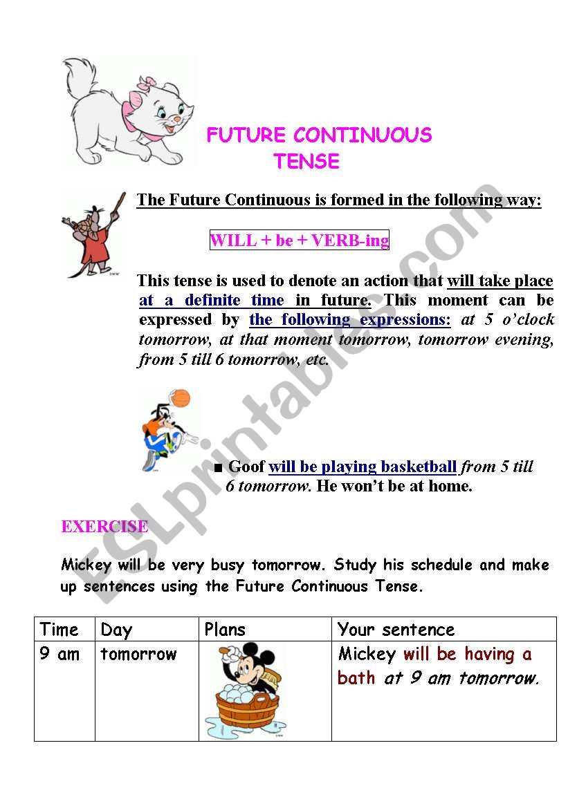 The Future Continuous Tense worksheet