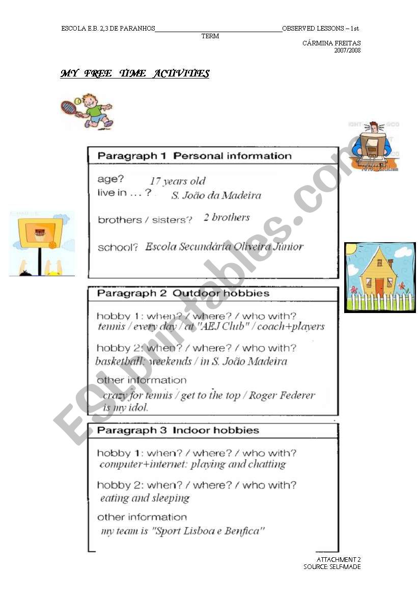 Free Time Activities. worksheet