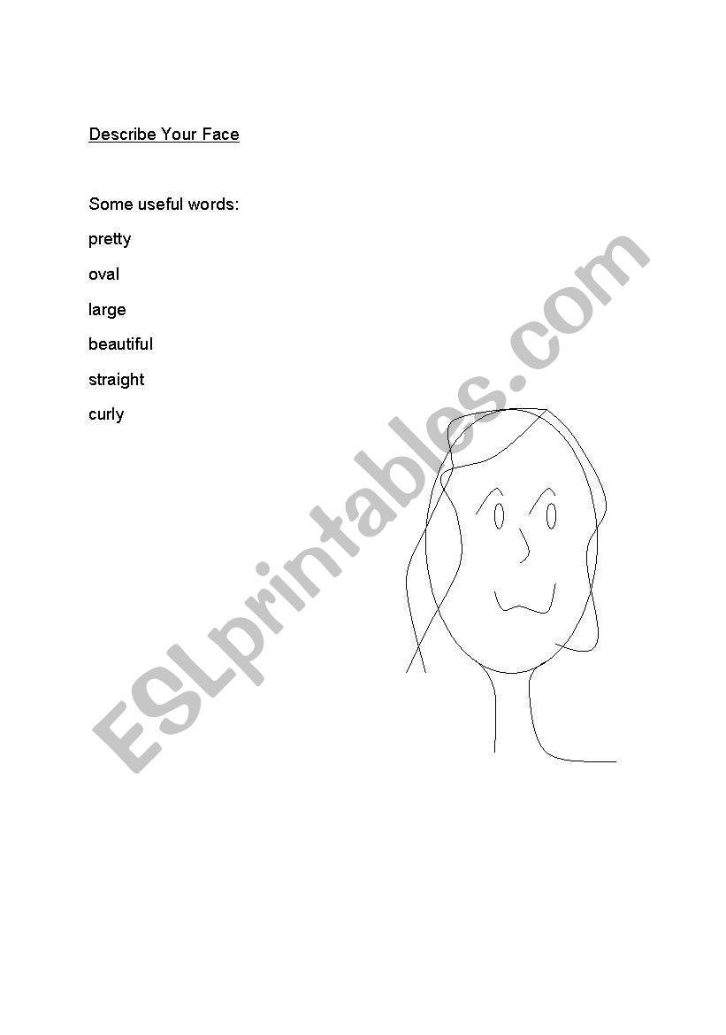 Describe your face worksheet