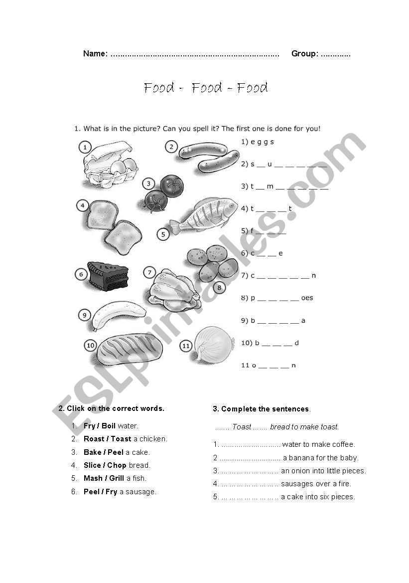 Food and Cooking Verbs worksheet