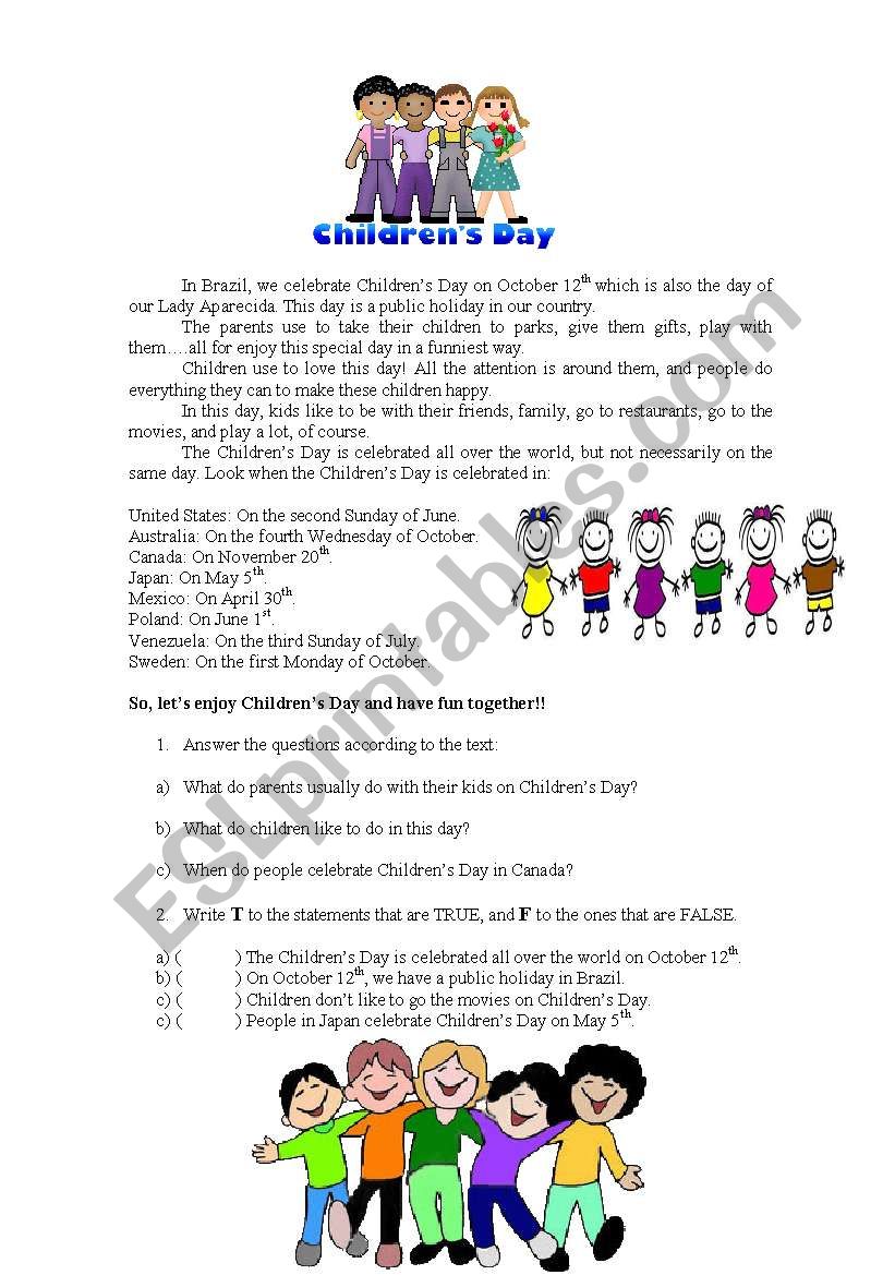 ChildrenÂ´s Day worksheet