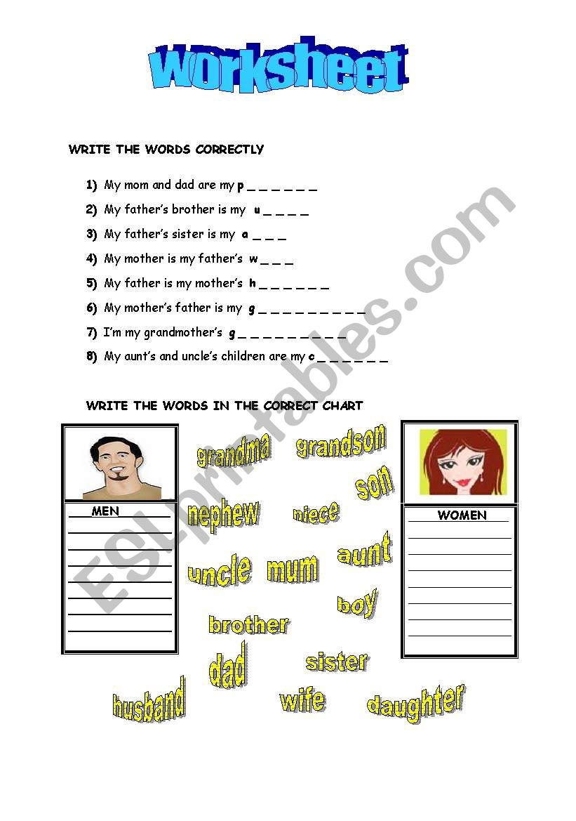 my family worksheet