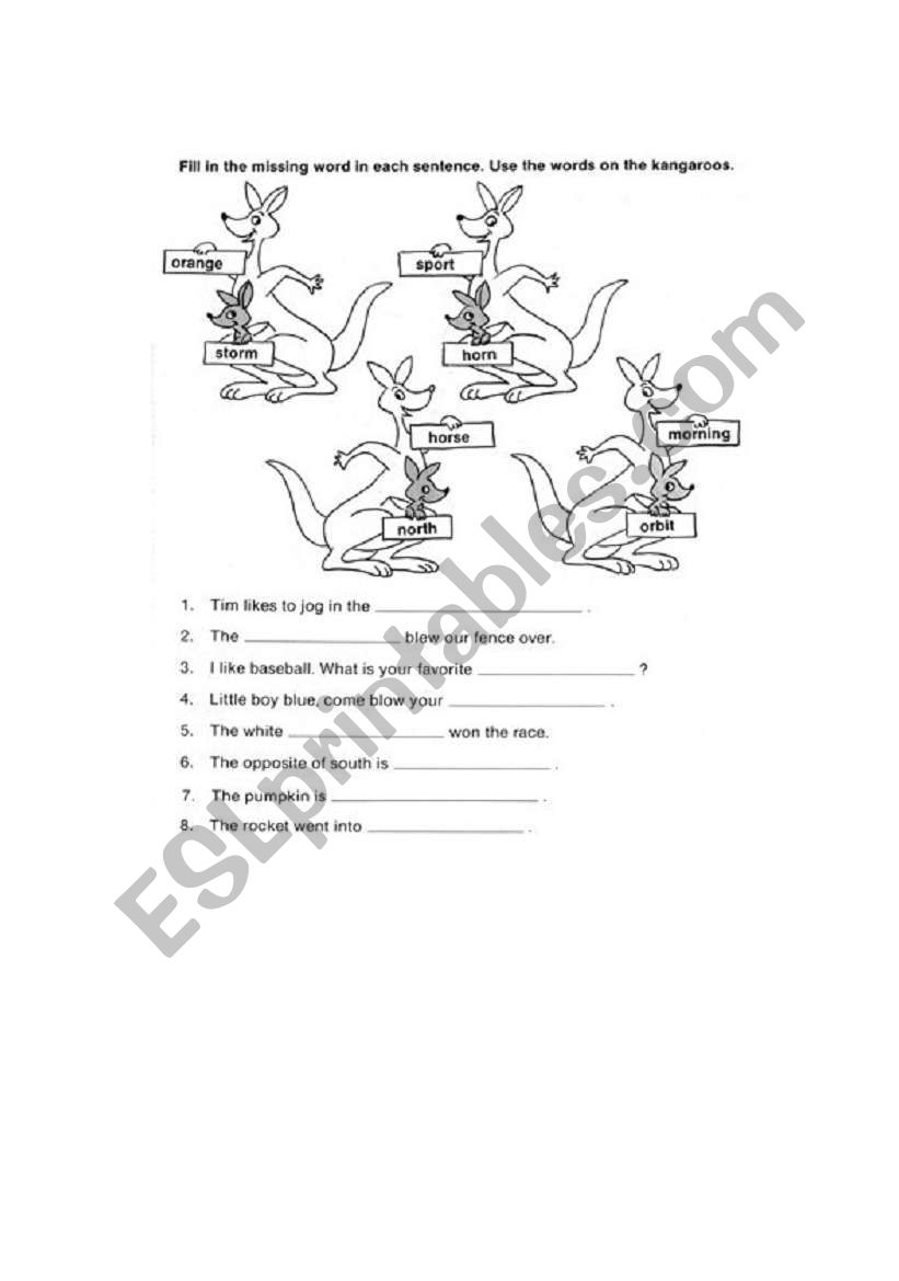 Vocabulary with pictures  worksheet