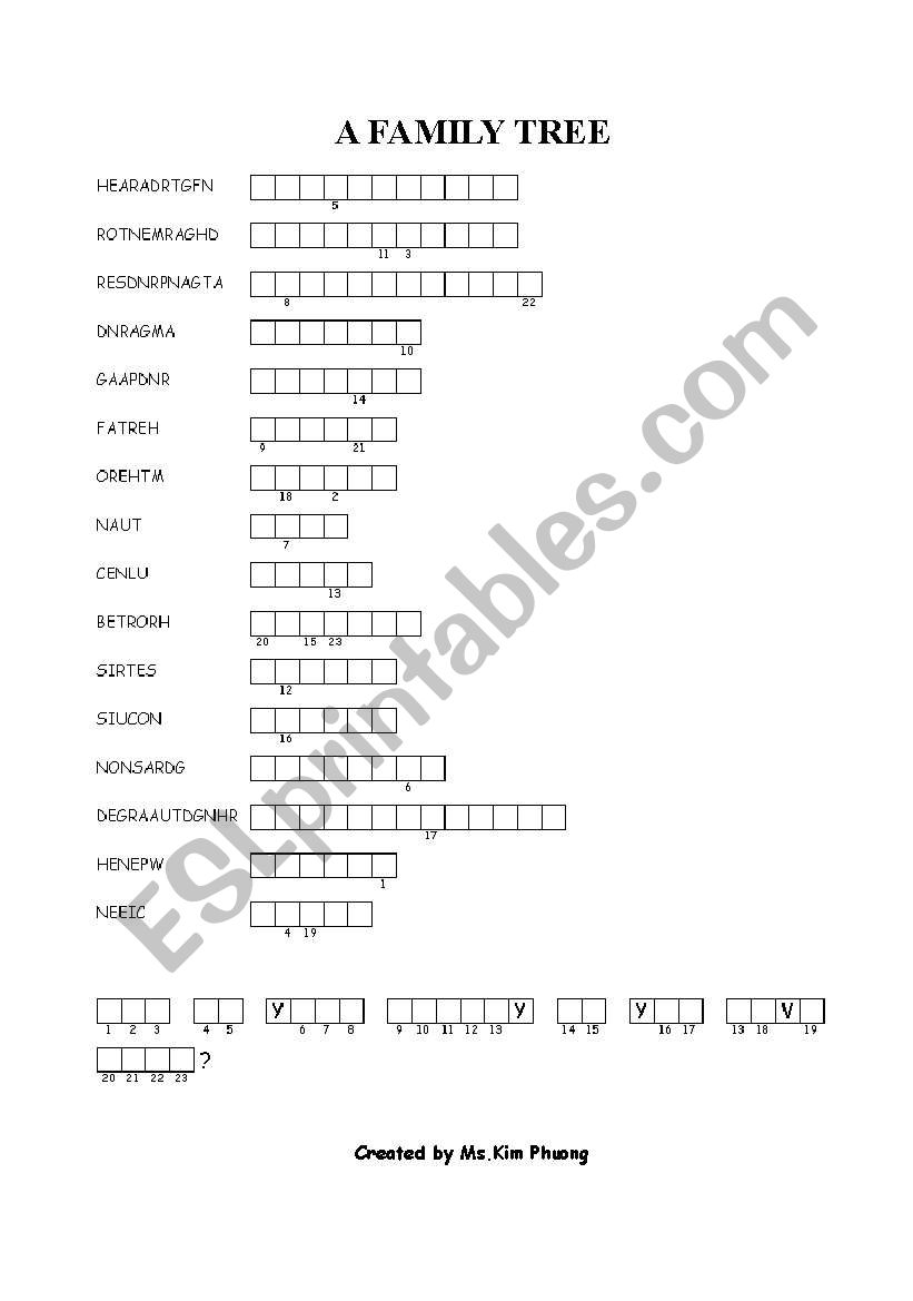 A FAMILY TREE worksheet