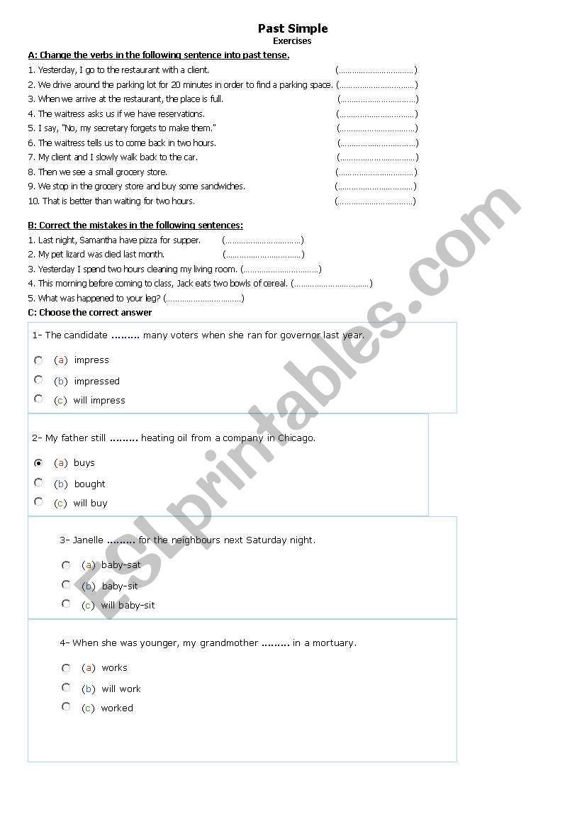 past simple worksheet