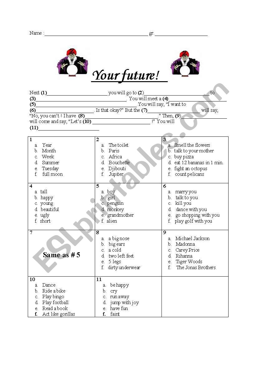 your future worksheet