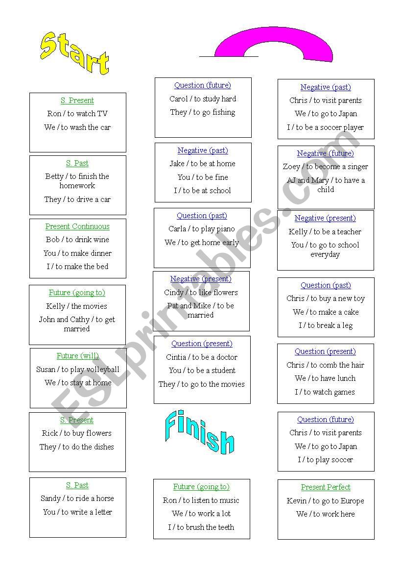 Board Game - Practice Tenses worksheet