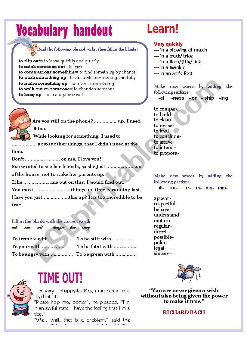 VOCABULARY HANDOUT 1 worksheet