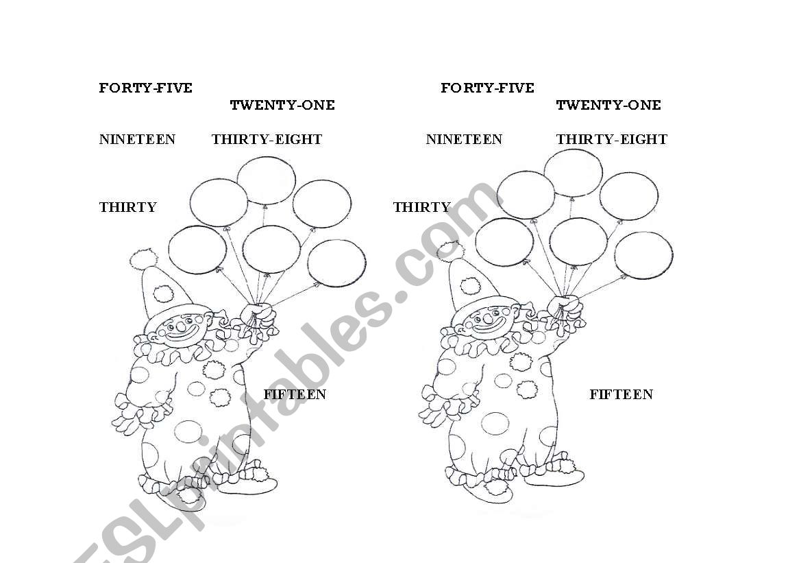 Clown worksheet