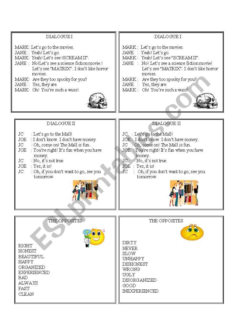 Oral test worksheet