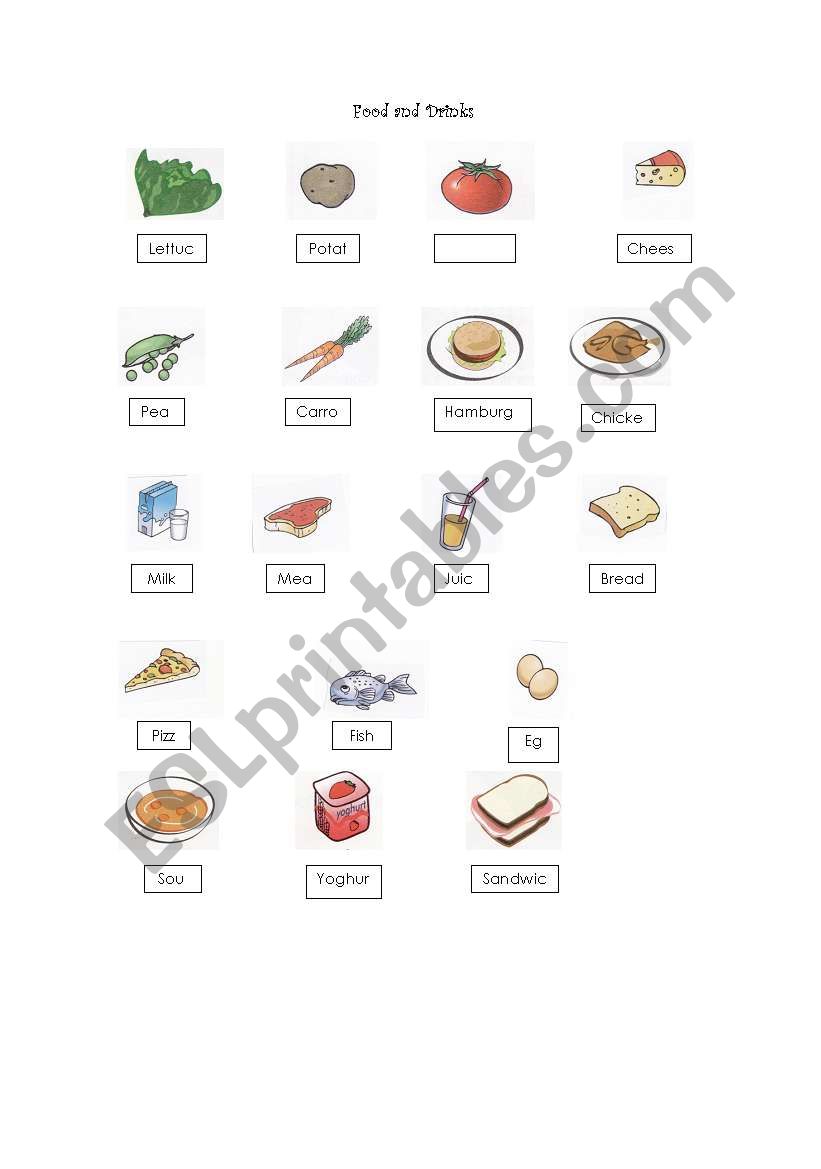 food vocabulary worksheet