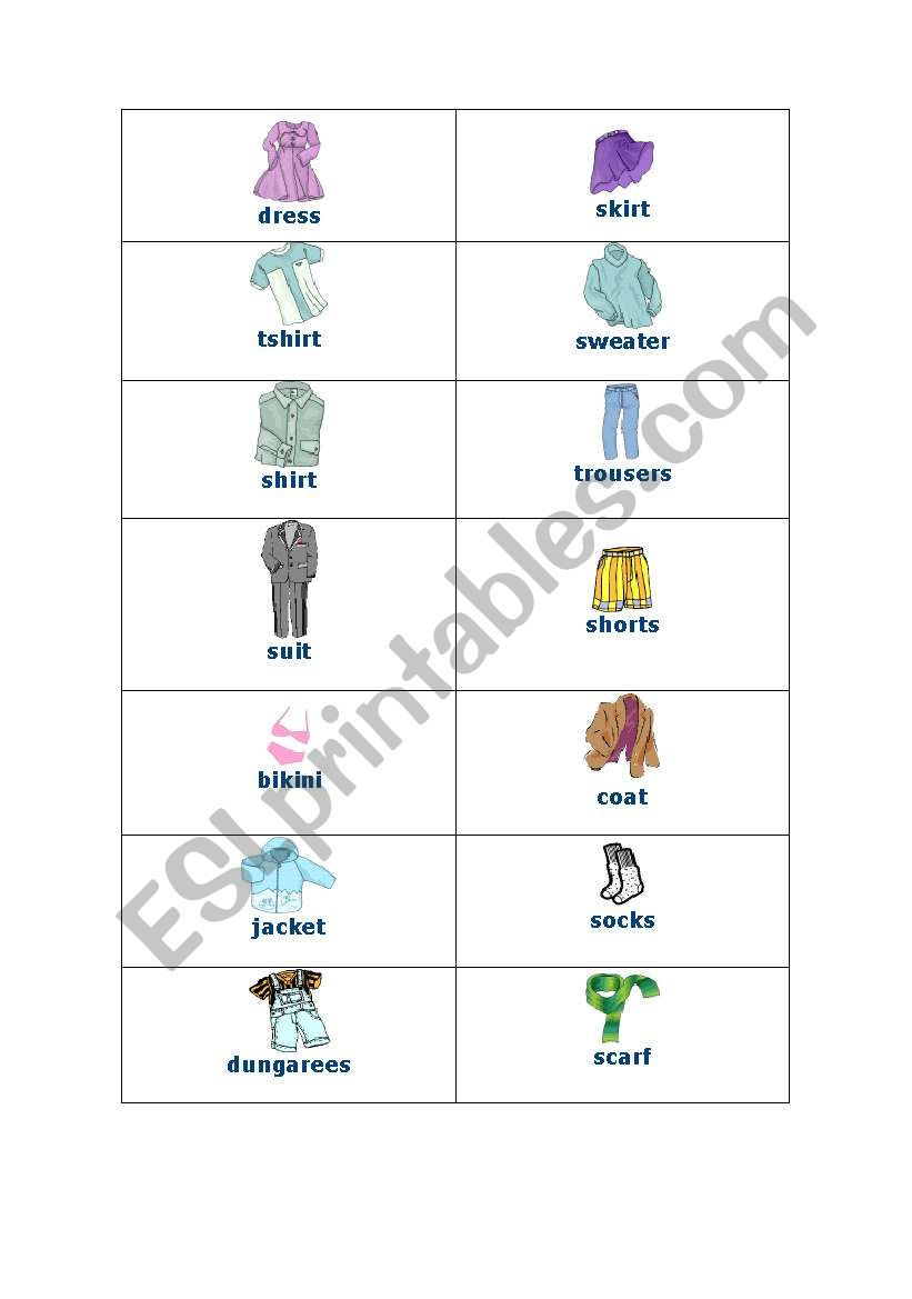 Clothes worksheet