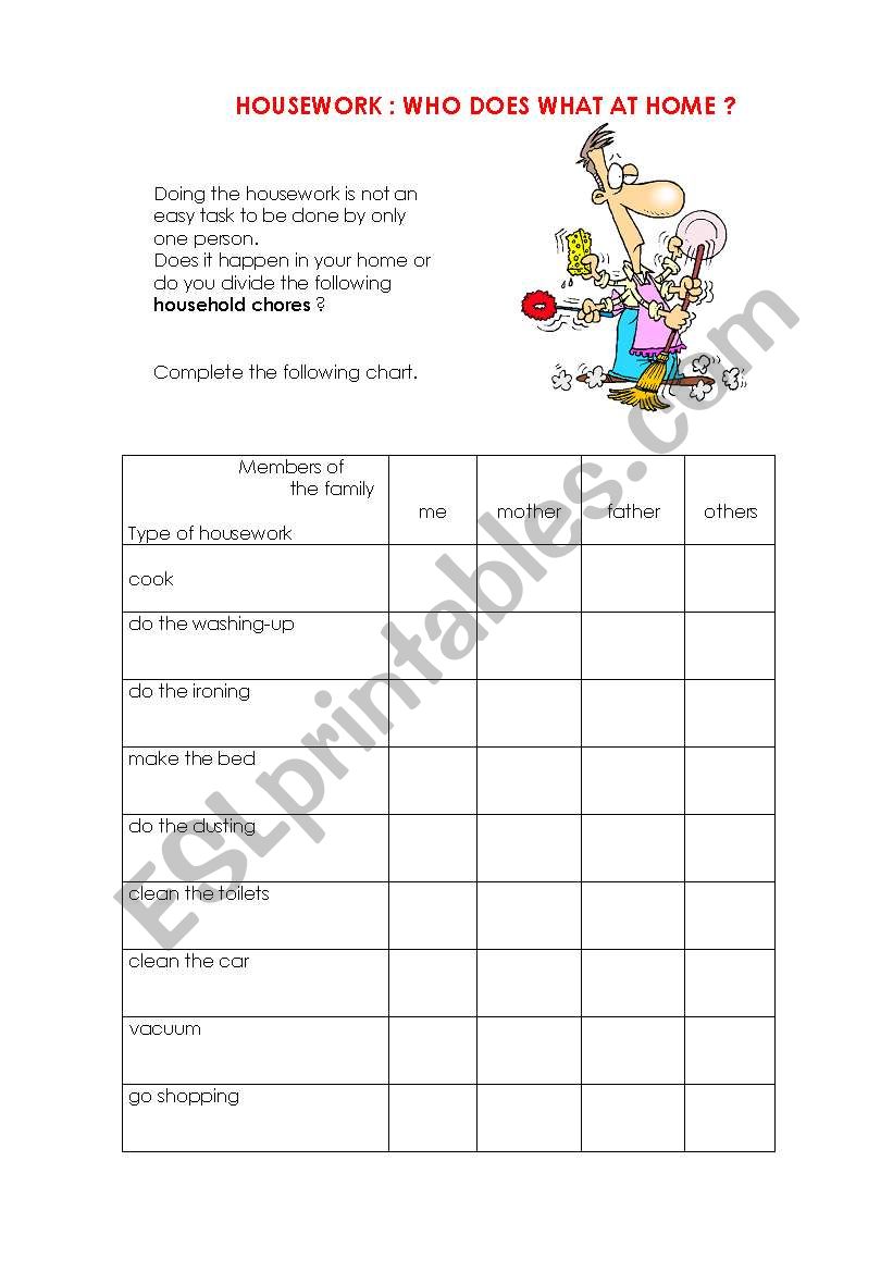 housework worksheet