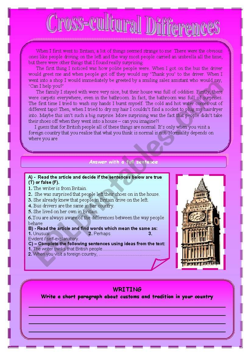 Reading :British Customs and Traditions Reading :British Customs and Traditions