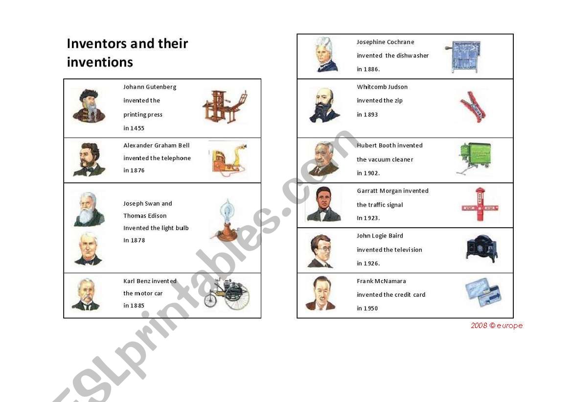 inventors worksheet