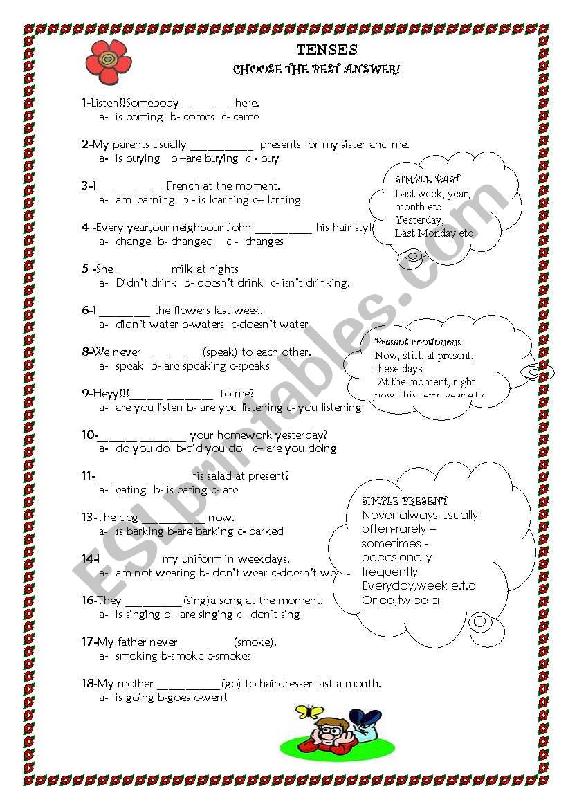 mixed tenses worksheet