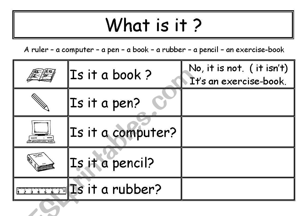 What is it? worksheet