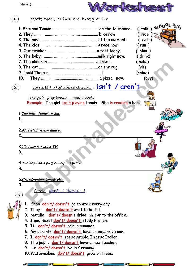 Worksheet/PresentContinious and Present Simple