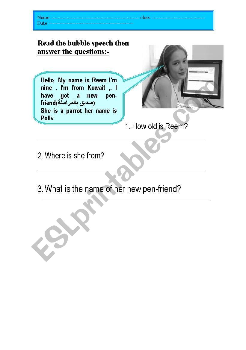 Reading comprehension 1 worksheet