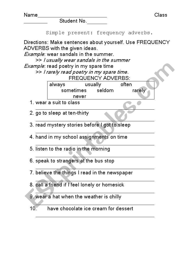 Simple present: frequency adverbs.