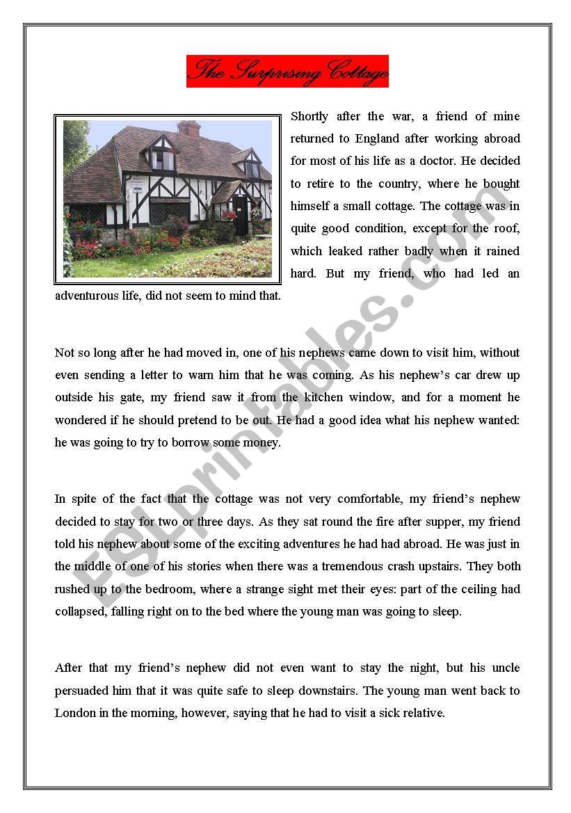 The Surprising Cottage worksheet