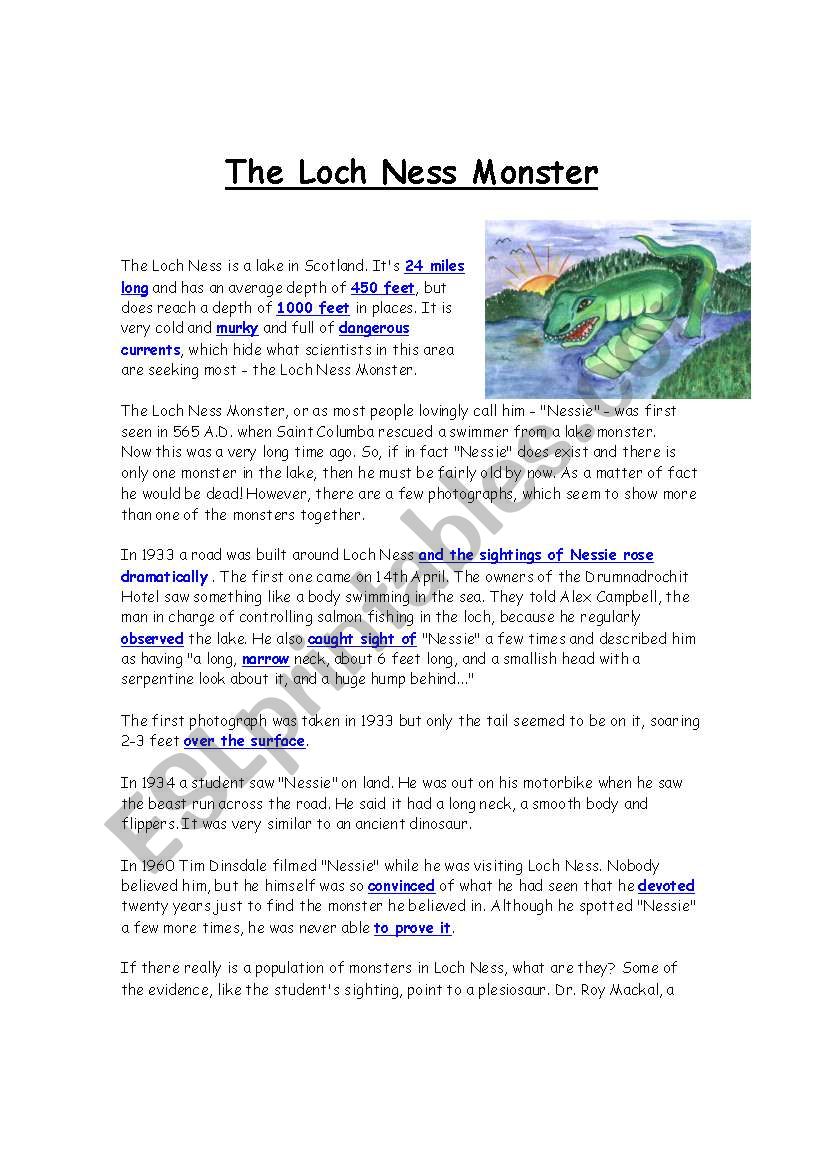 The Loch Ness Monster worksheet