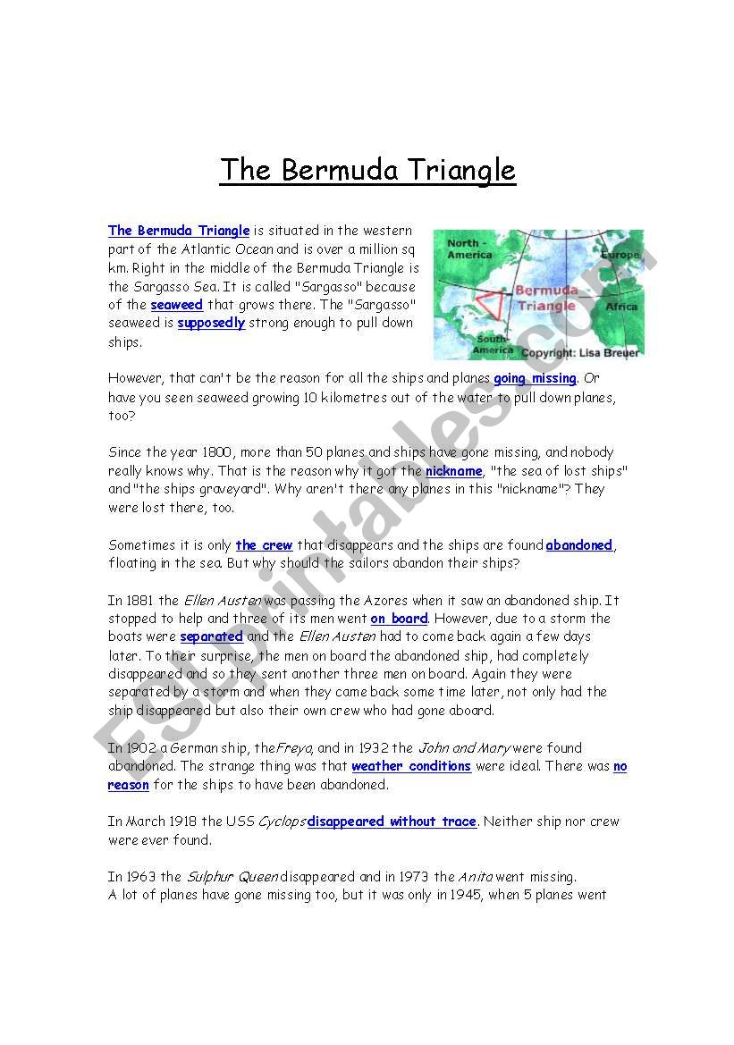 The Bermuda Triangle worksheet