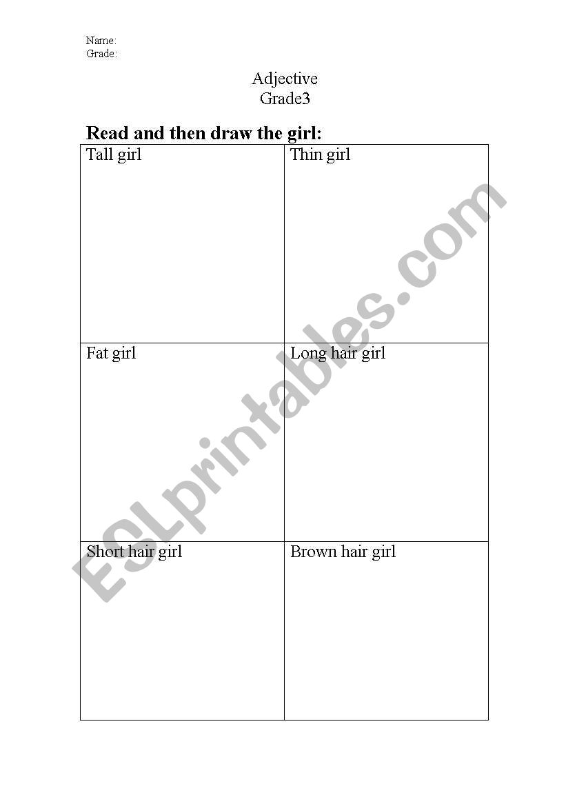 adjective worksheet