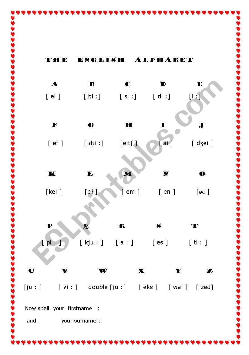  the English alphabet worksheet