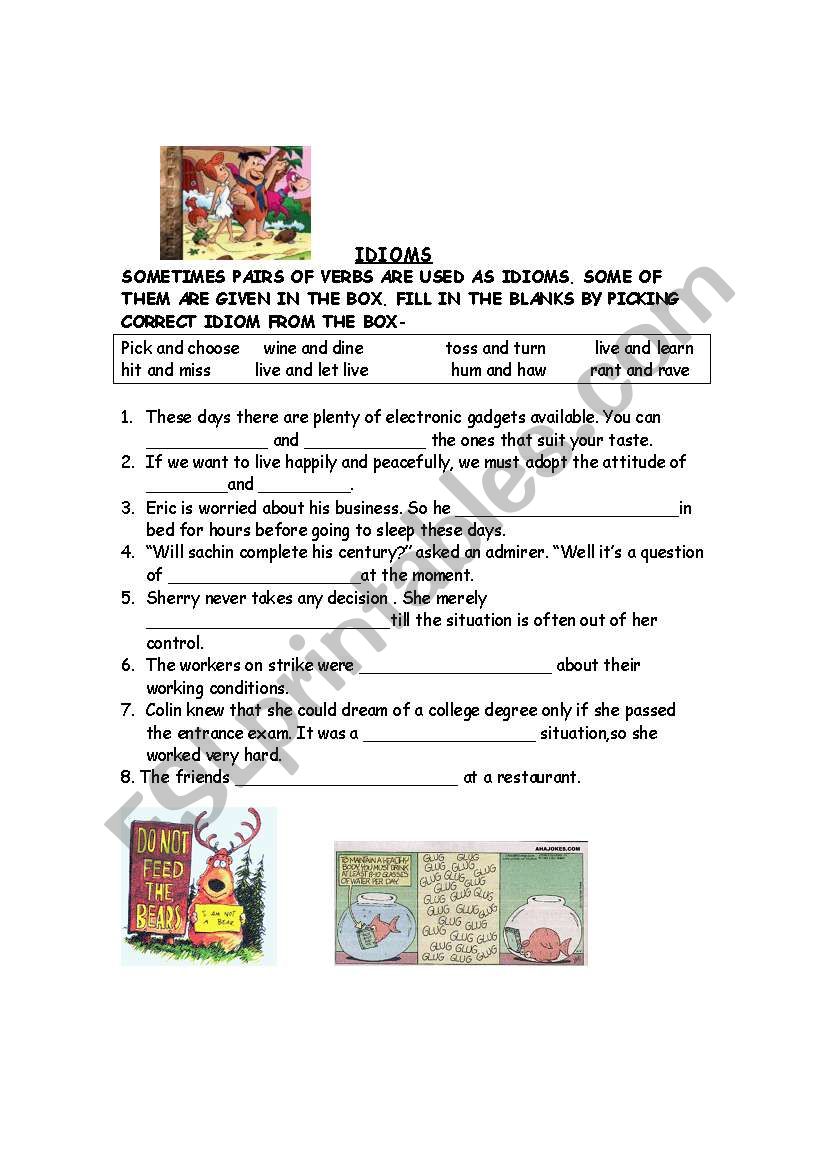 idioms-paired verbs worksheet