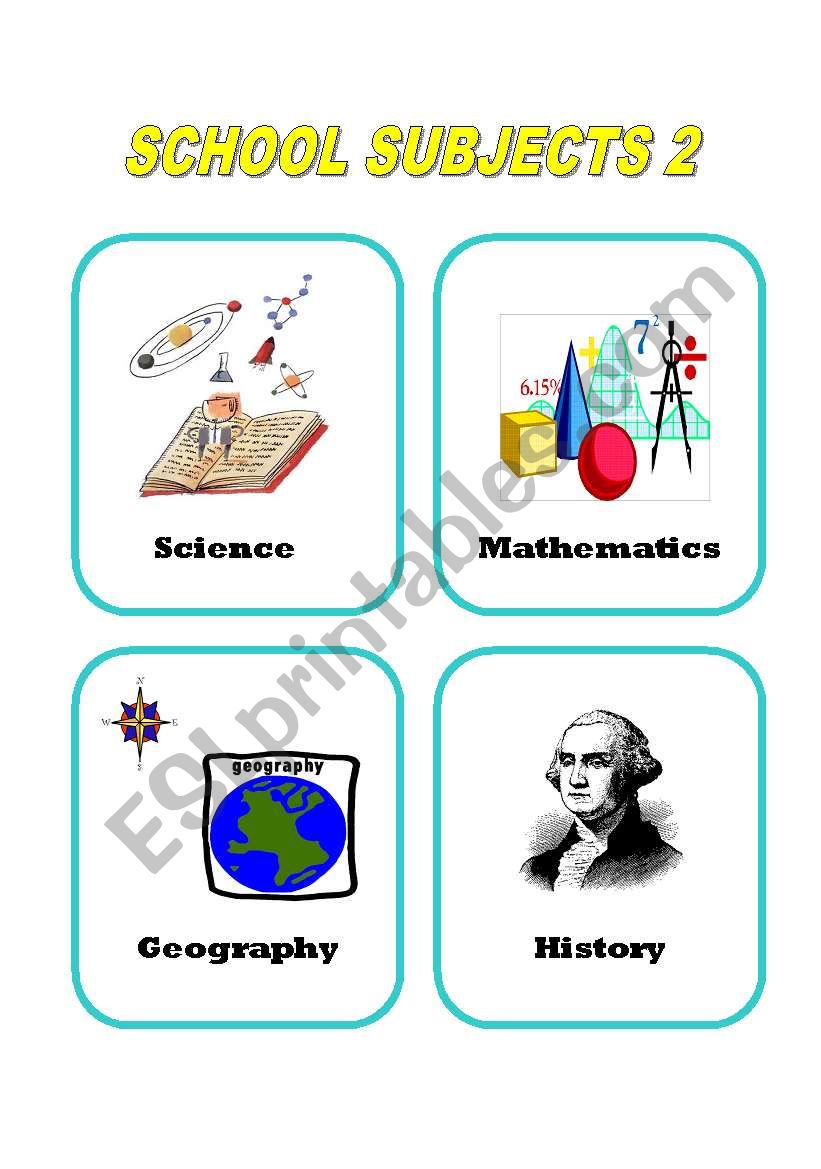 school subjects 2 worksheet