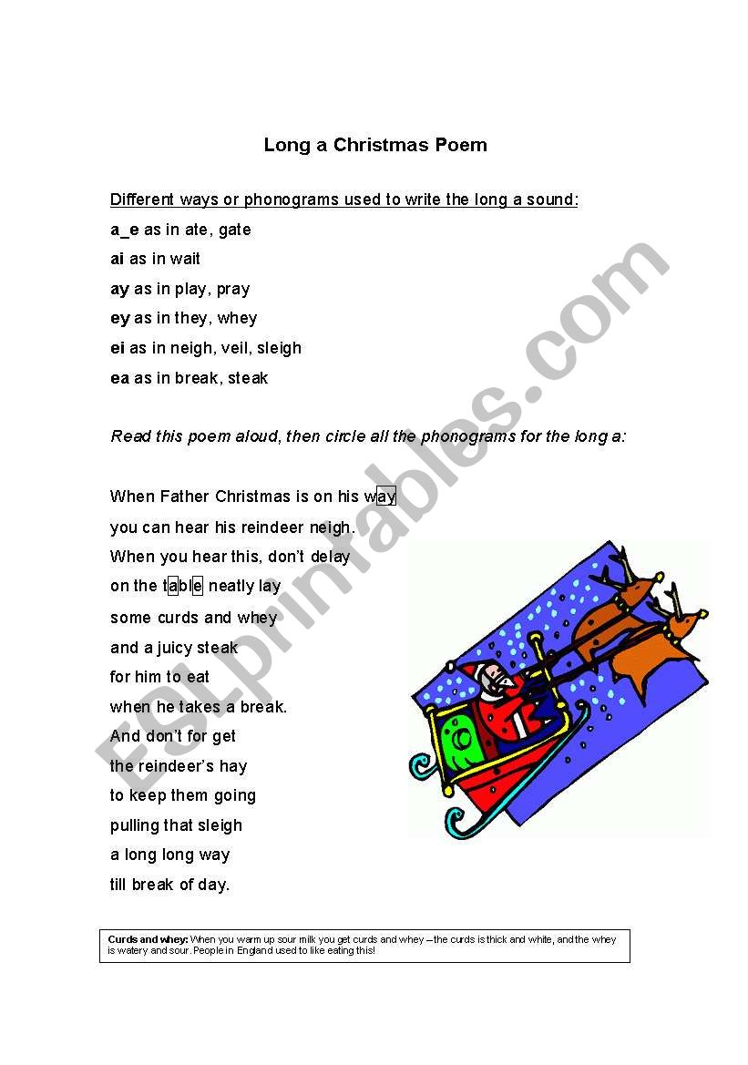 Phonics Worksheet Long a sound phonograms