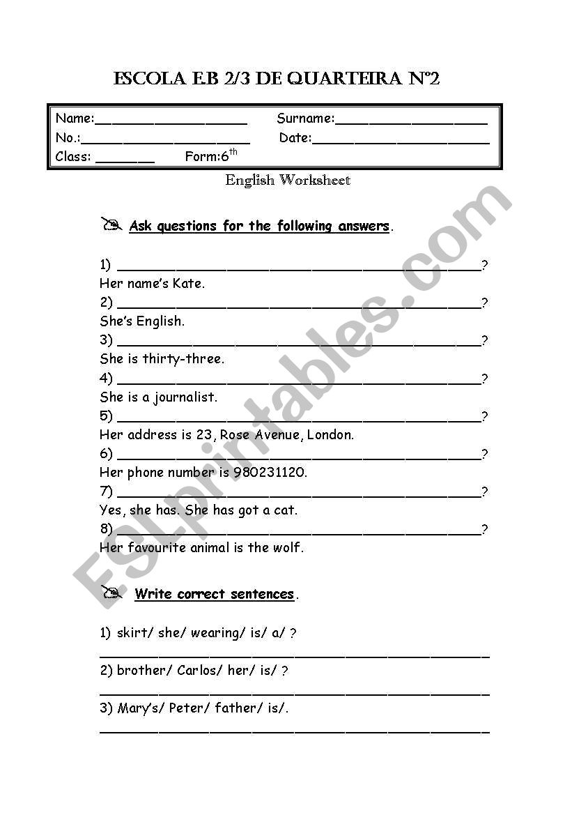 Revision worksheet worksheet