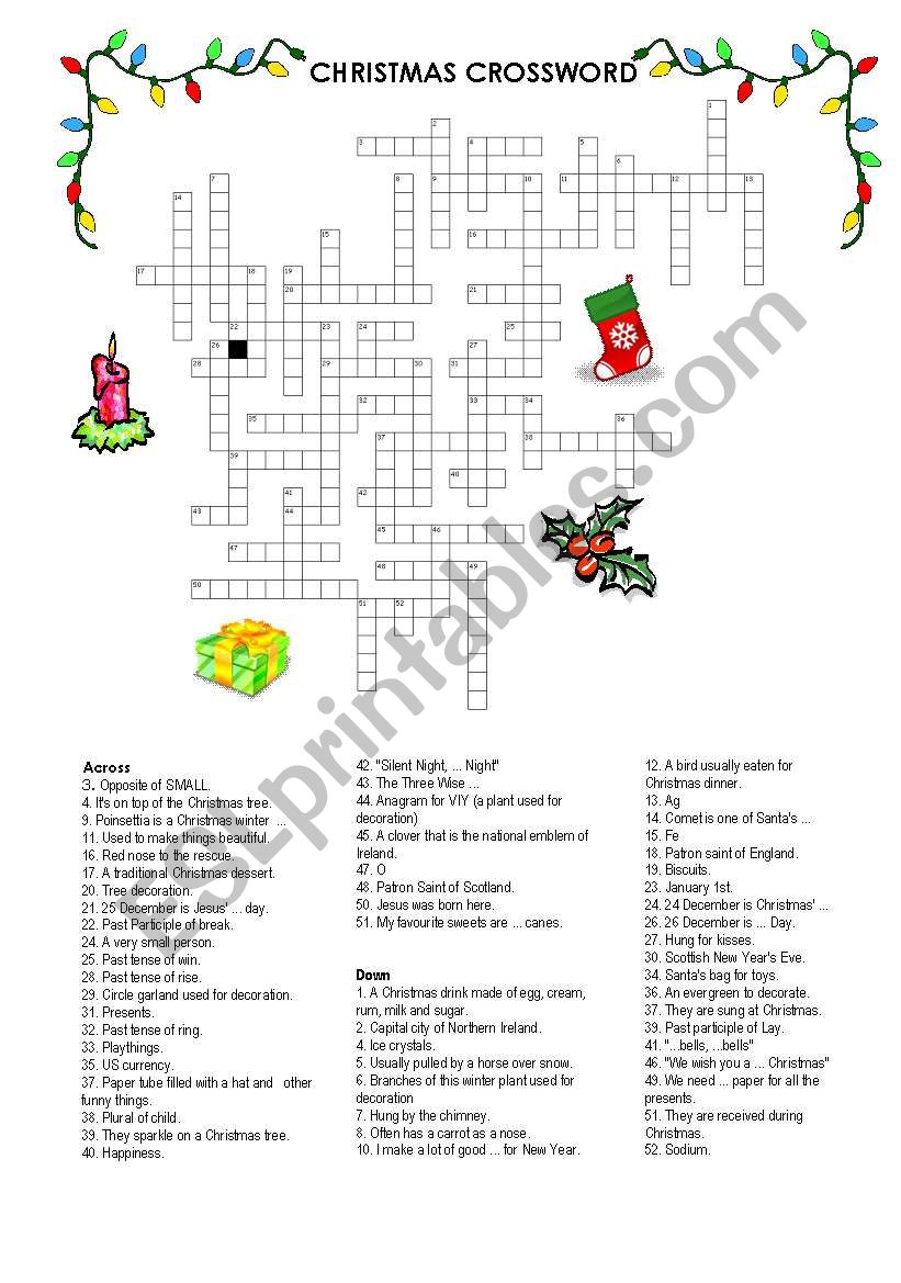 CHRISTMAS CROSSWORD II worksheet