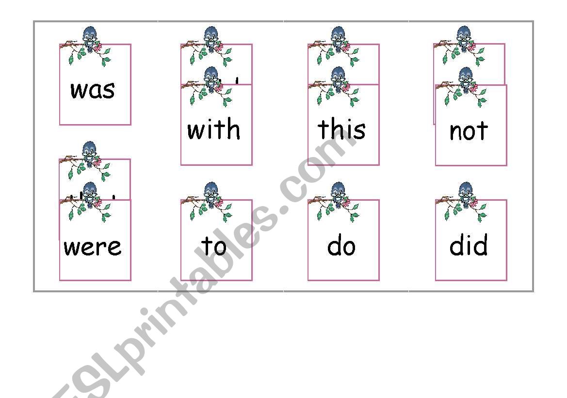 HF words bingo game - 2 worksheet