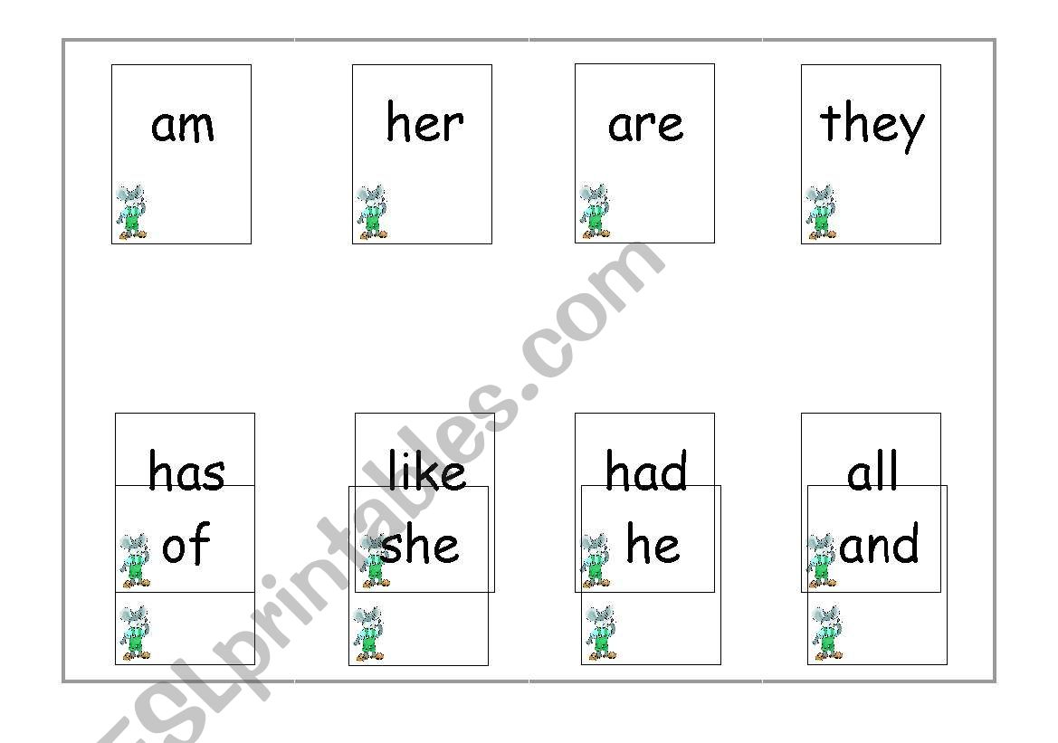 HF words bingo game - 3 worksheet