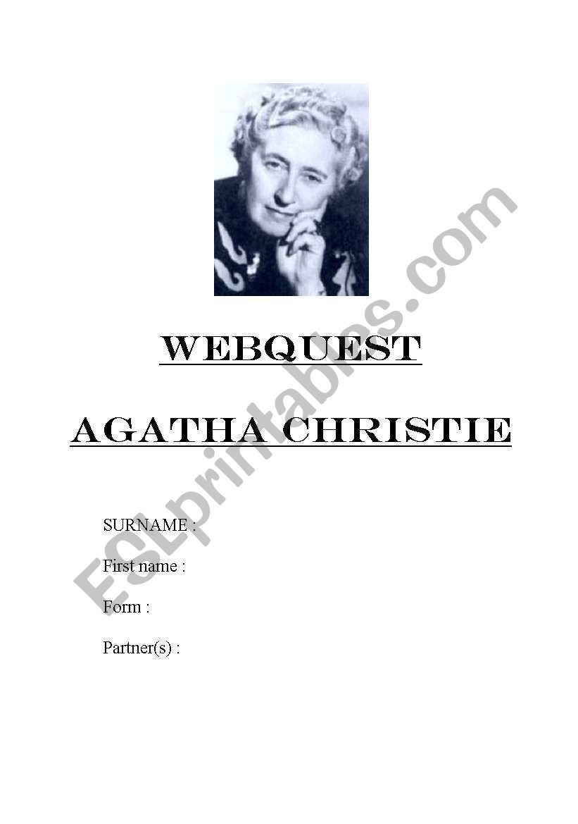 AGATHA CHRISTIE WEBQUEST worksheet