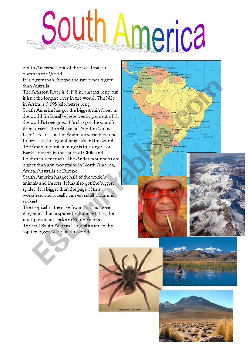 South America worksheet