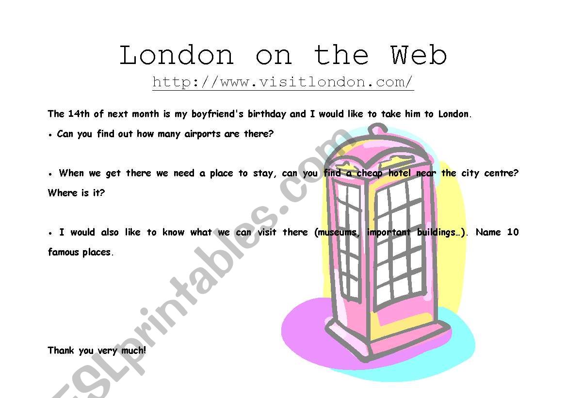 London on the web worksheet
