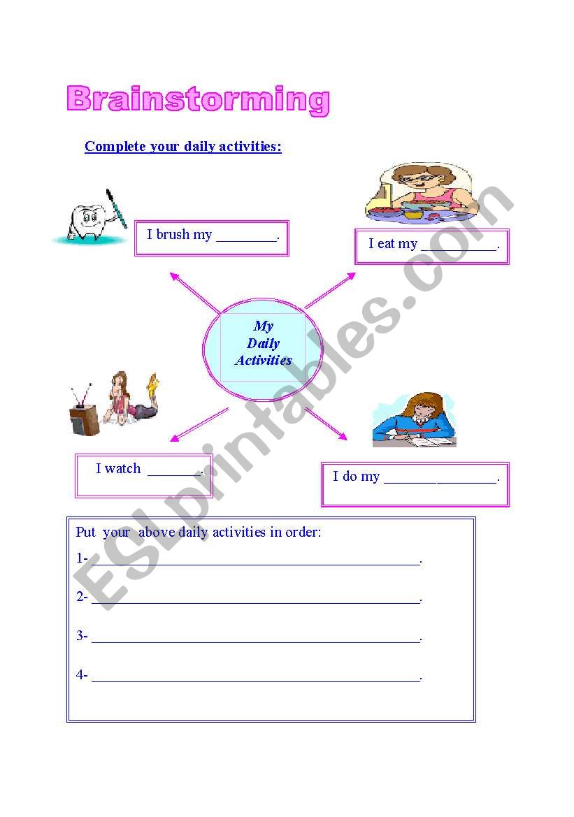 English Worksheets Brainstorming