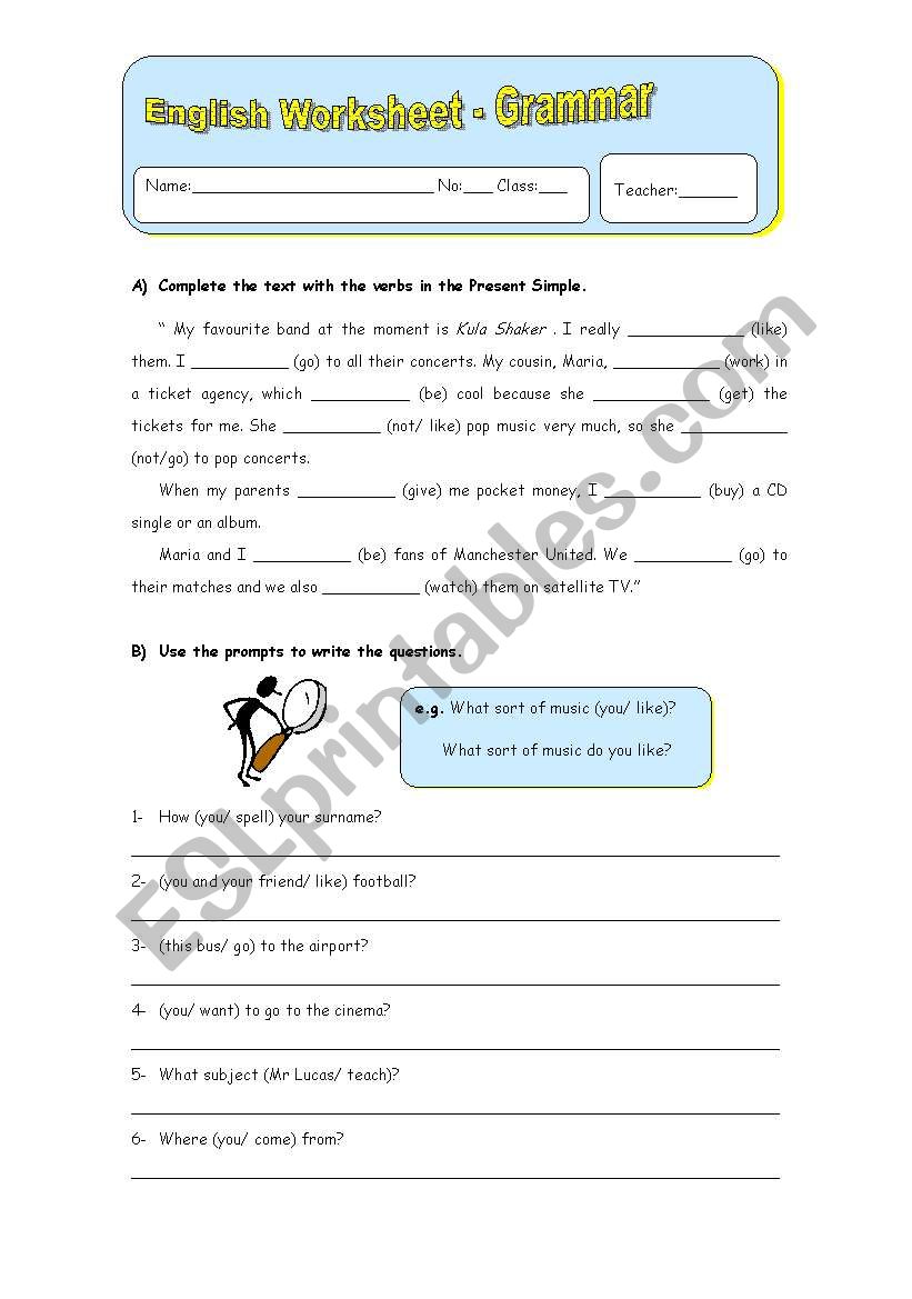 Present Simple worksheet