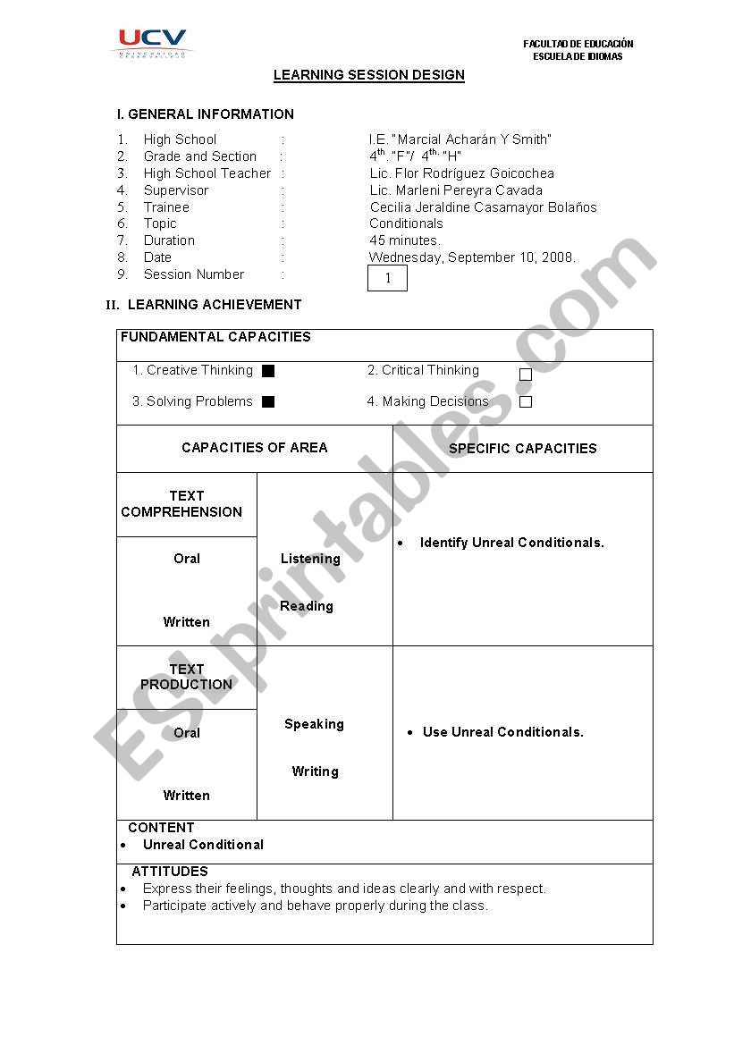 second conditional worksheet