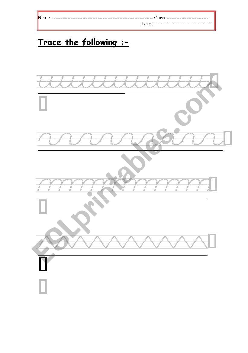 tracing (4) worksheet