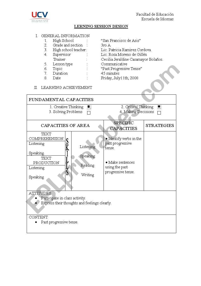 past progressive worksheet