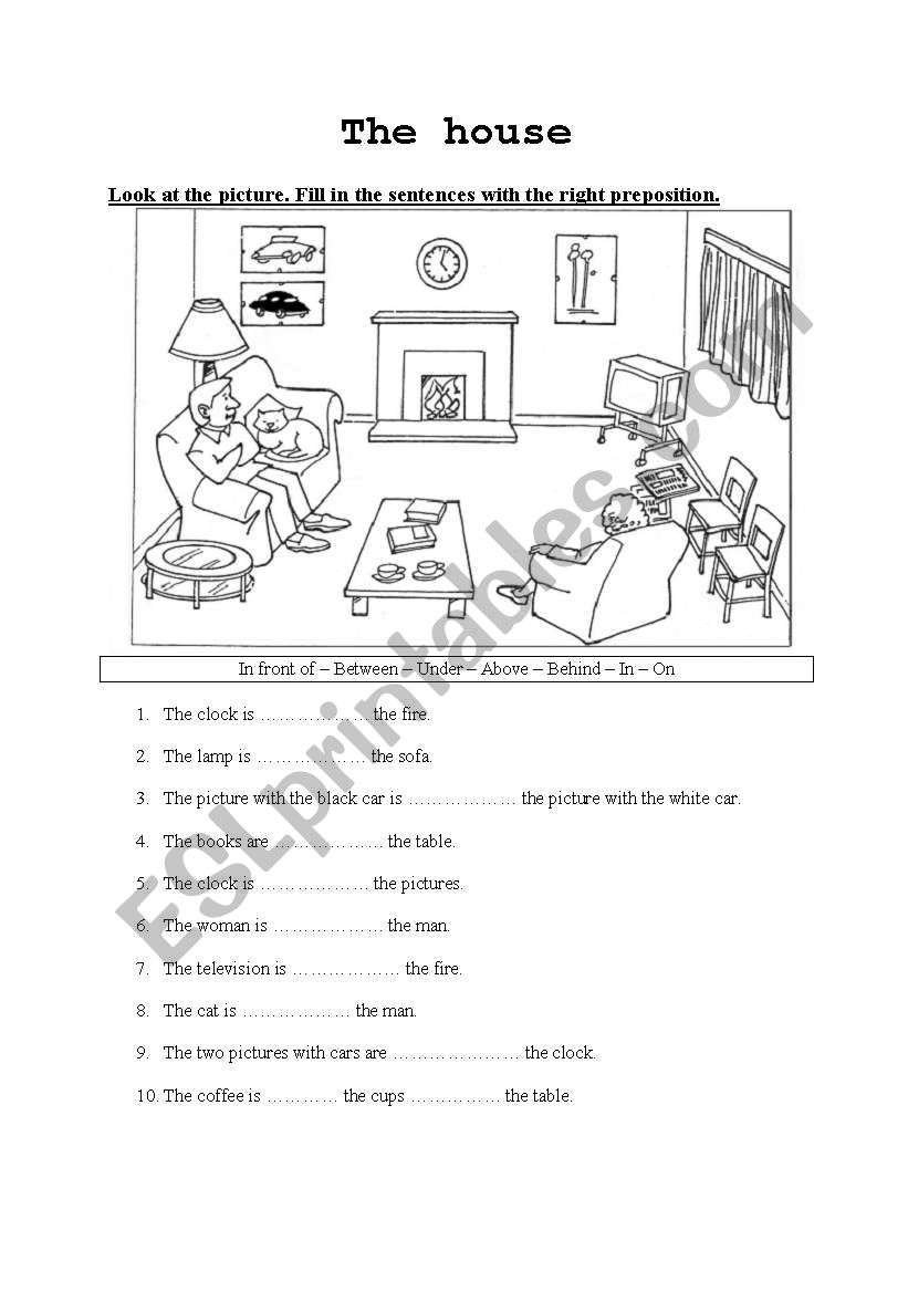 The house: prepositions of place