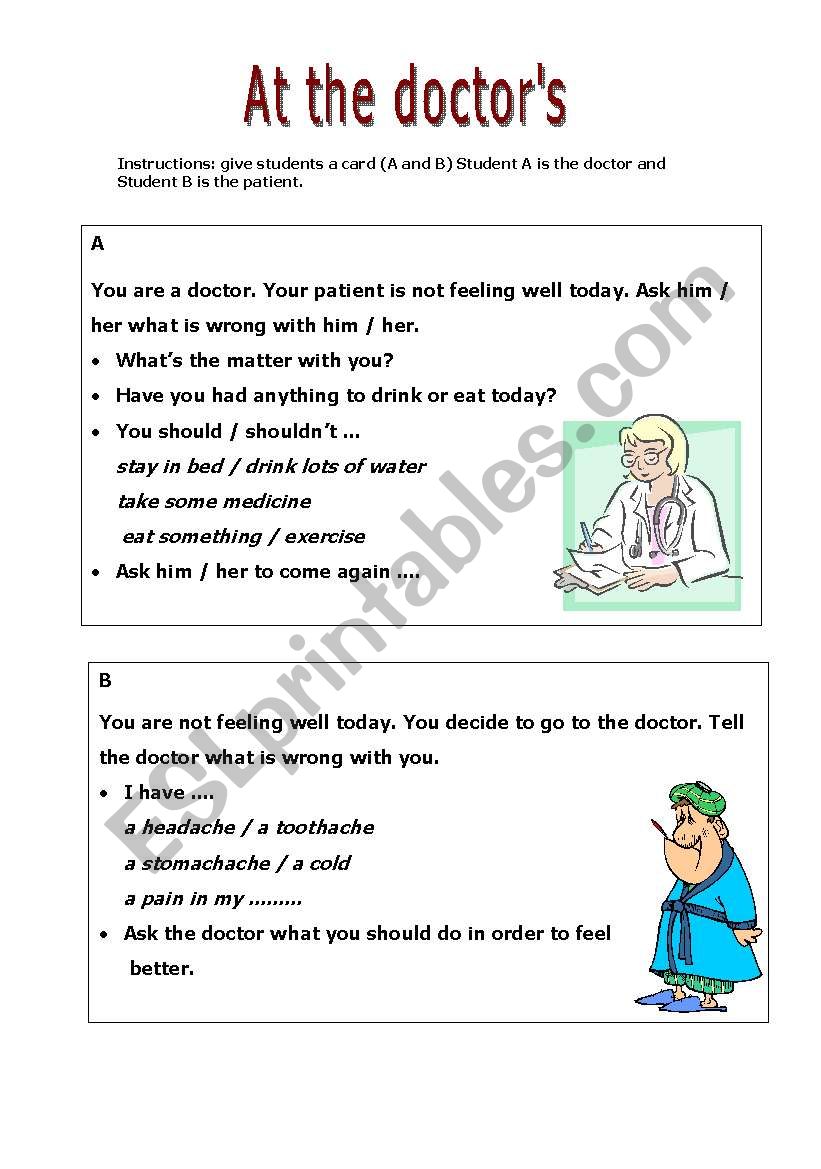 At the doctors - speaking activity